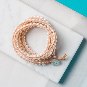 Victoria Emerson Freshwater Pearls on Natural five wrap bracelet